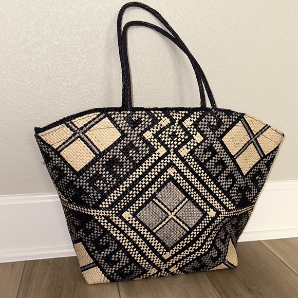 EUC Wicker Woven Straw Purse Handbag Beach Tote Bag - Picture 6 of 13